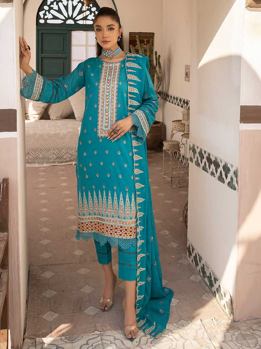 Majestic Embroidered Lawn Dress Unstitched 3pc D-06