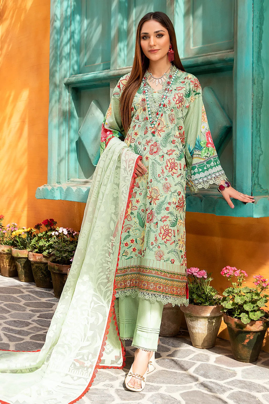 Jahanara Embroidered Lawn Suits Unstitched 3 Piece J16-06 Pale Green