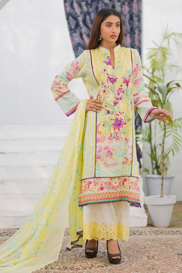 Noor Jahan Embroidered Lawn Unstitched 3 Piece Suit - SS06
