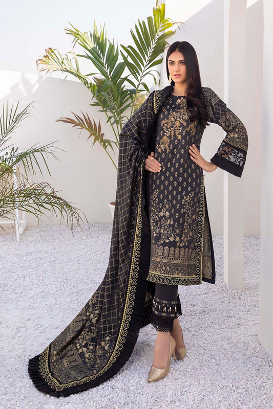 Azure Embroidered Cotton Jacquard Unstitched 3 Piece Suit - AJL-06 Oriental Night