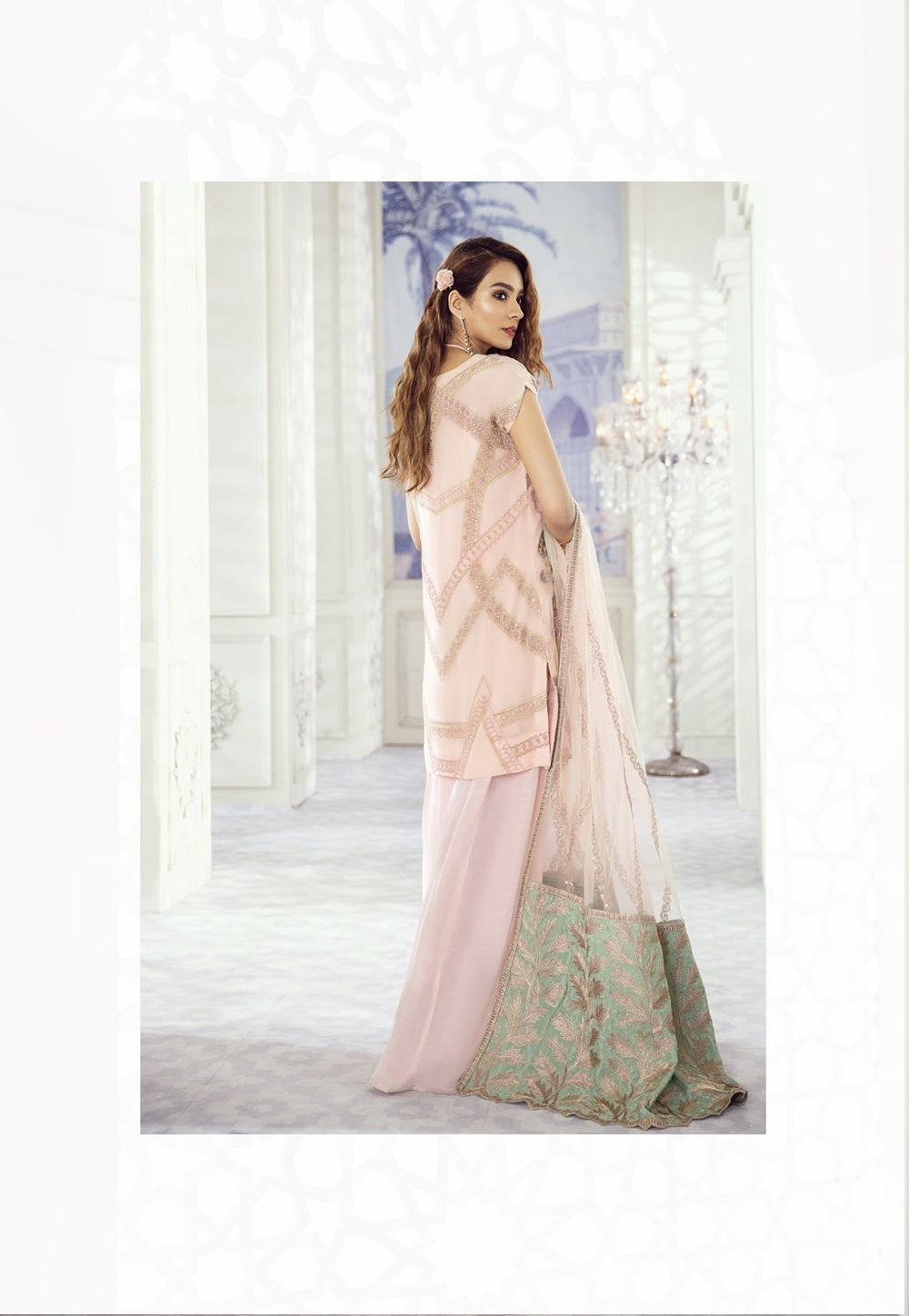 Iznik Embroidered Chiffon Unstitched 3 Piece Suit ID 06 Fluorescent Pearl - Luxury Collection