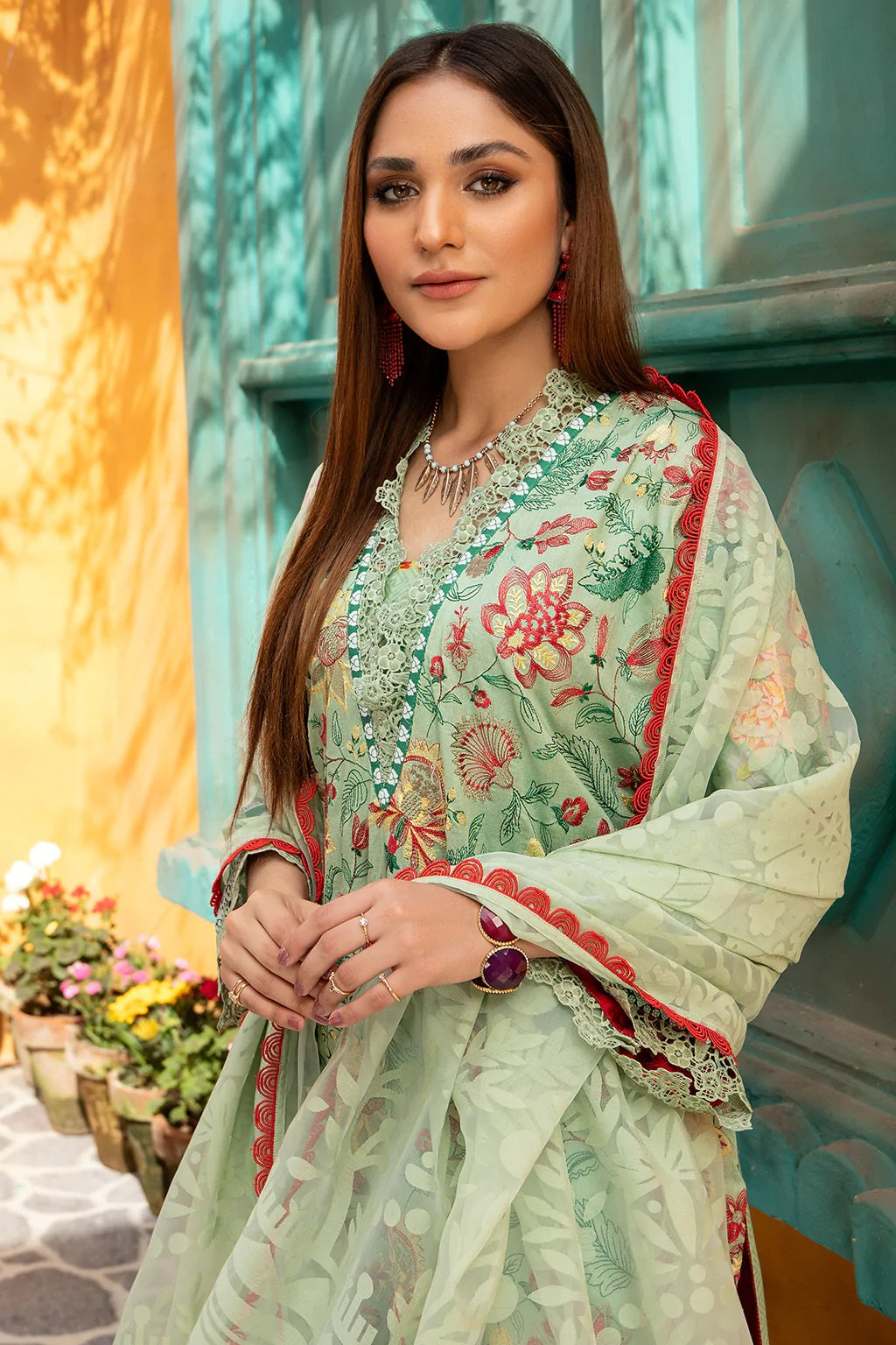 Jahanara Embroidered Lawn Suits Unstitched 3 Piece J16-06 Pale Green