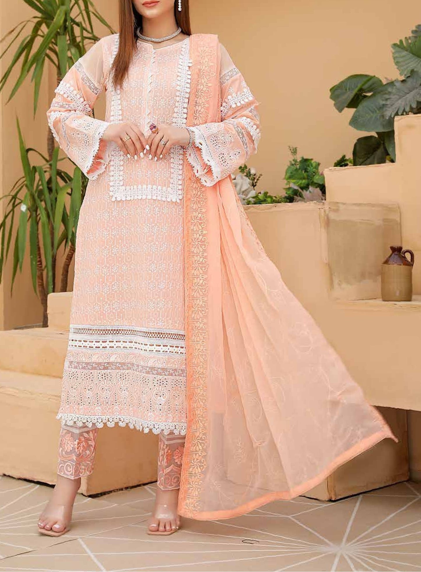 Mizaaj Embroidered Chikankari Lawn Suits Unstitched 3 Piece D-07