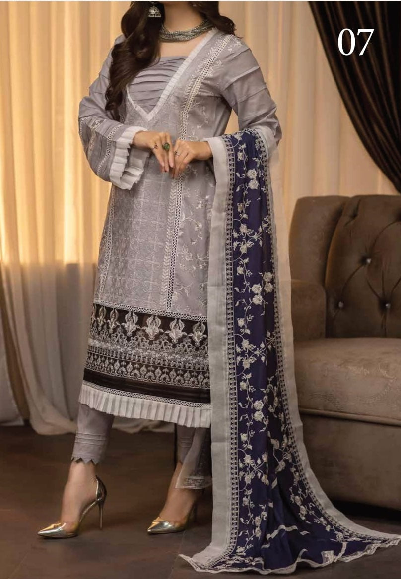 Pairahan Embroidered Chikankari Lawn Suits Unstitched 3 Piece D-07