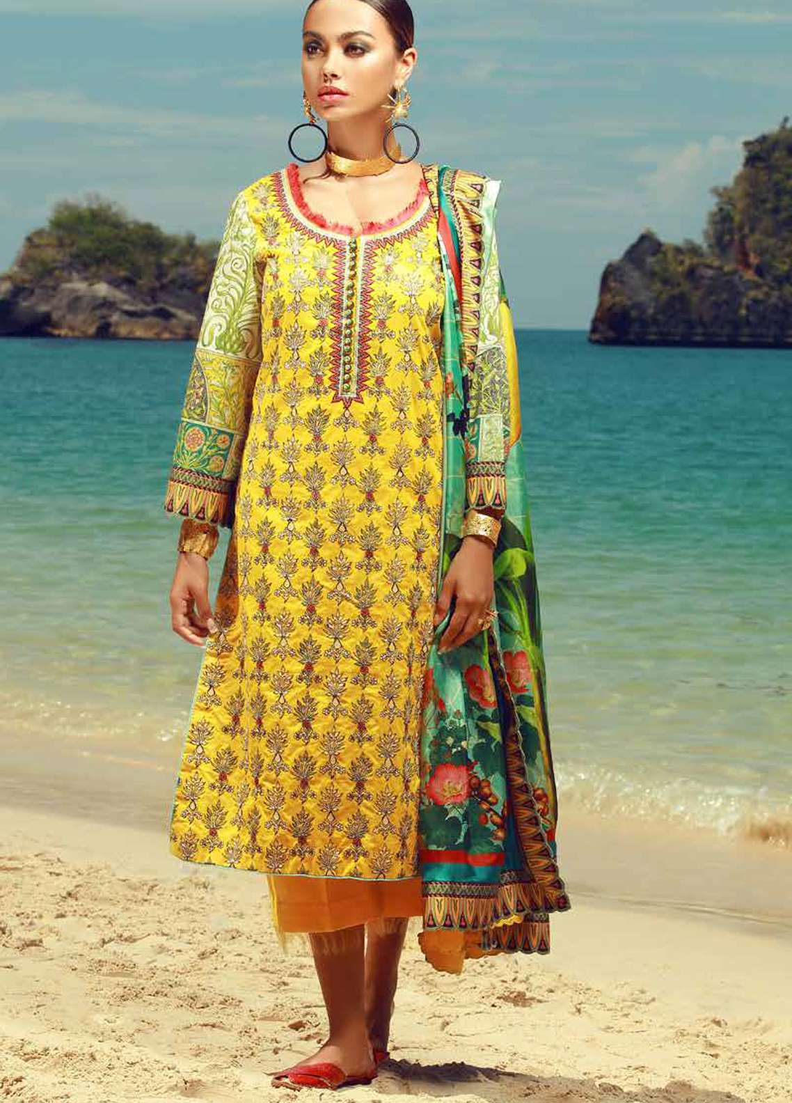 Tena Durrani Embroidered Lawn Unstitched 3 Piece Suit - 07 Palmyra - Eid ul Azha Collection