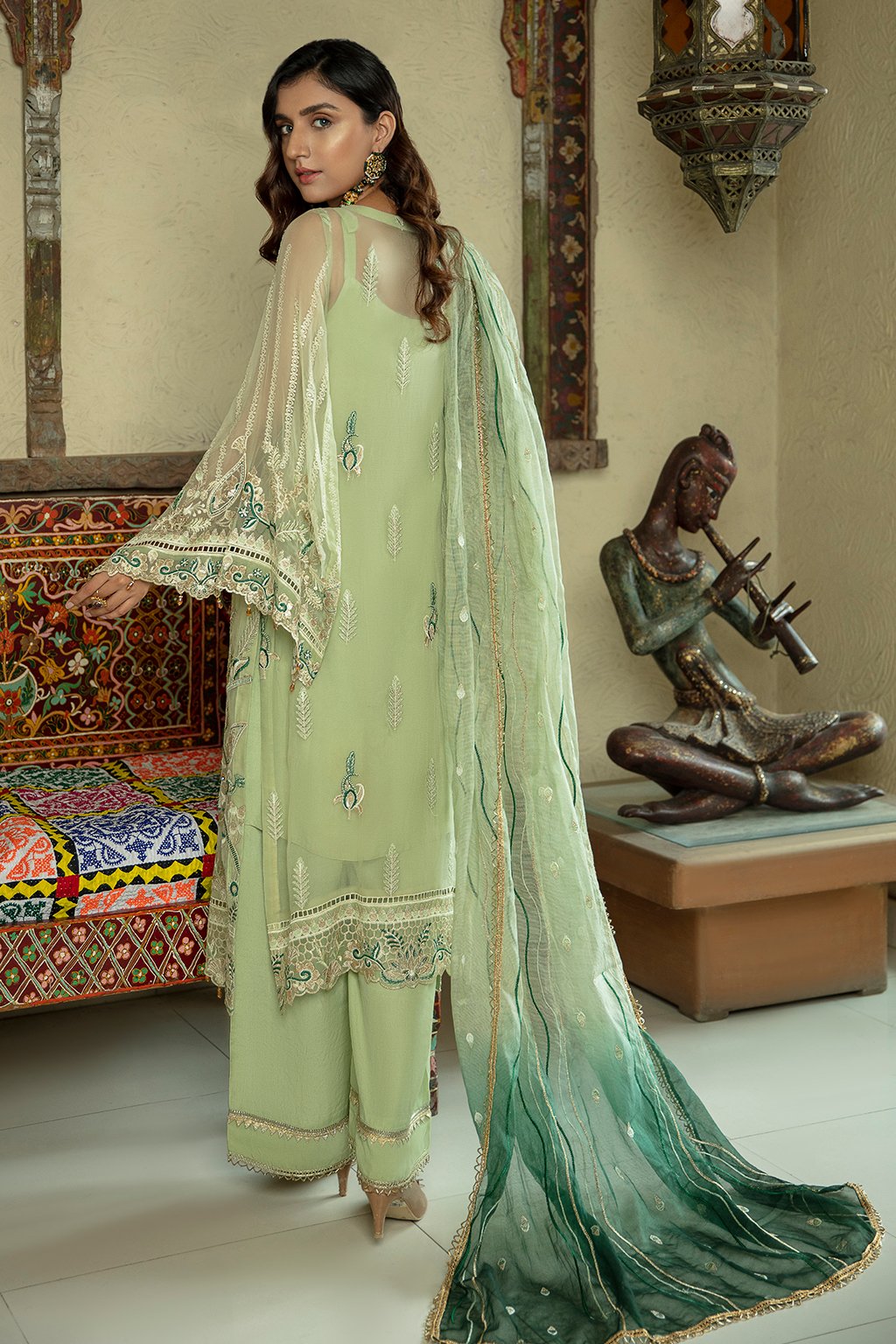 Emaan Adeel Embroidered Chiffon Dress Unstitched 3piece - LE 07