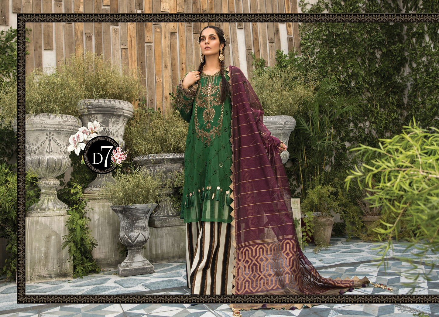 Maria B Embroidered Lawn Unstitched 3 piece Suit - D 2007