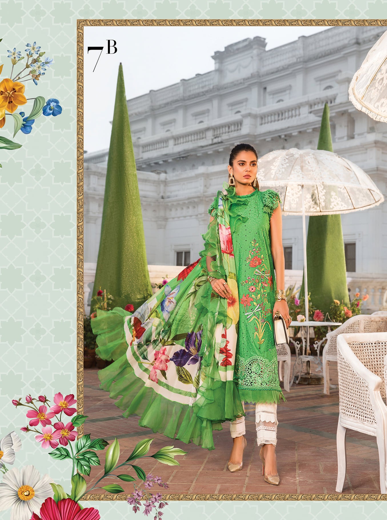 Maria B Embroidered Lawn Suits Unstitched 3 Piece D-2207-B Summer Collection