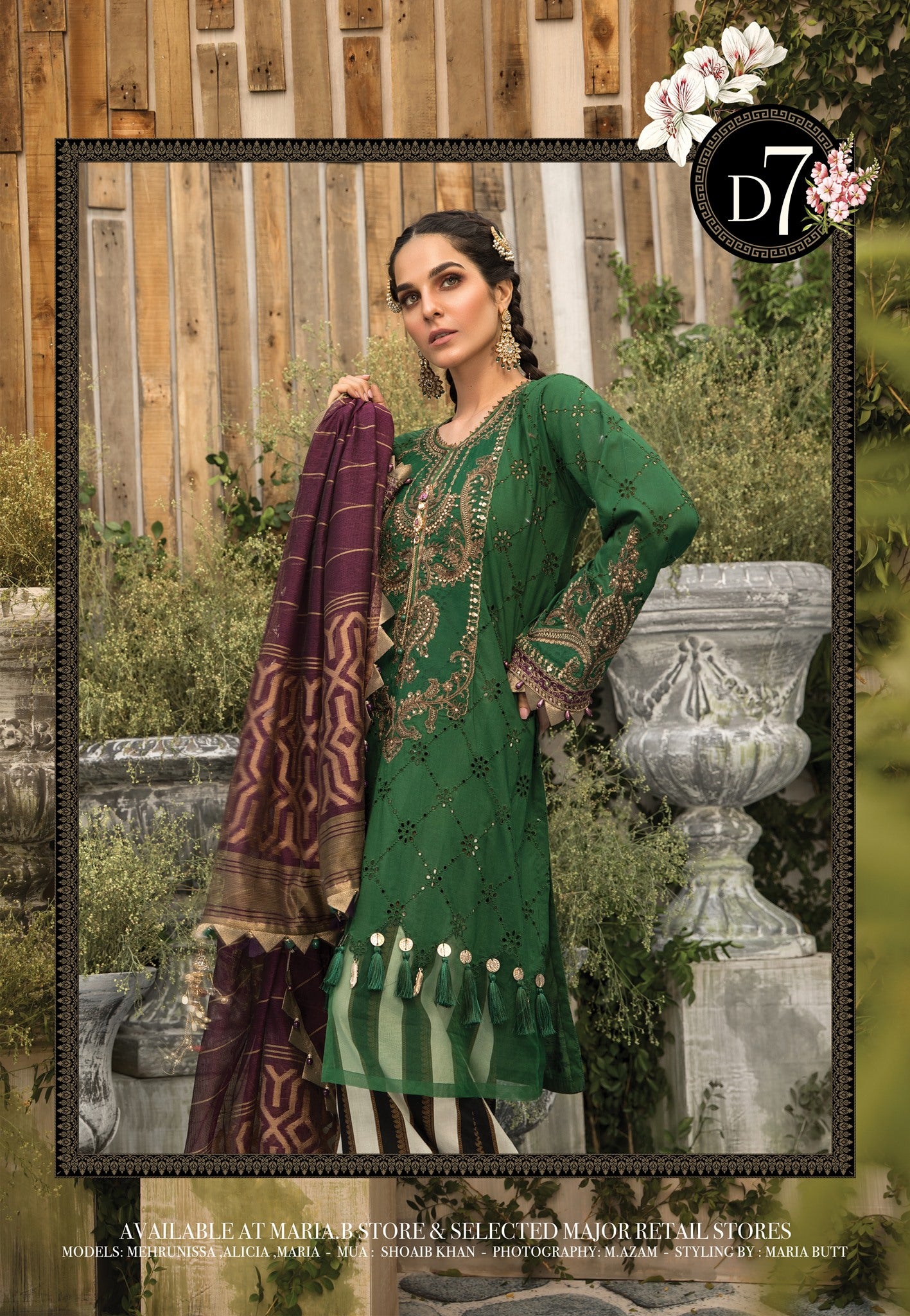 Maria B Embroidered Lawn Unstitched 3 piece Suit - D 2007