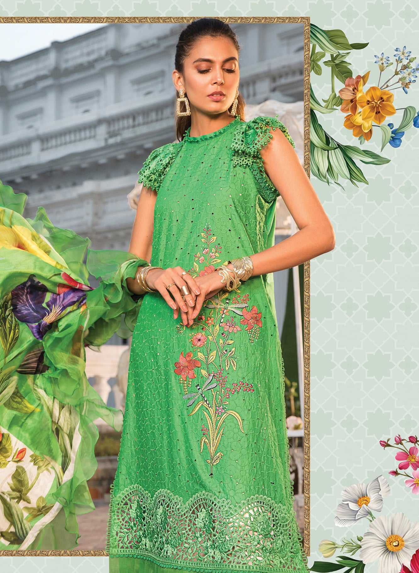Maria B Embroidered Lawn Suits Unstitched 3 Piece D-2207-B Summer Collection 2022