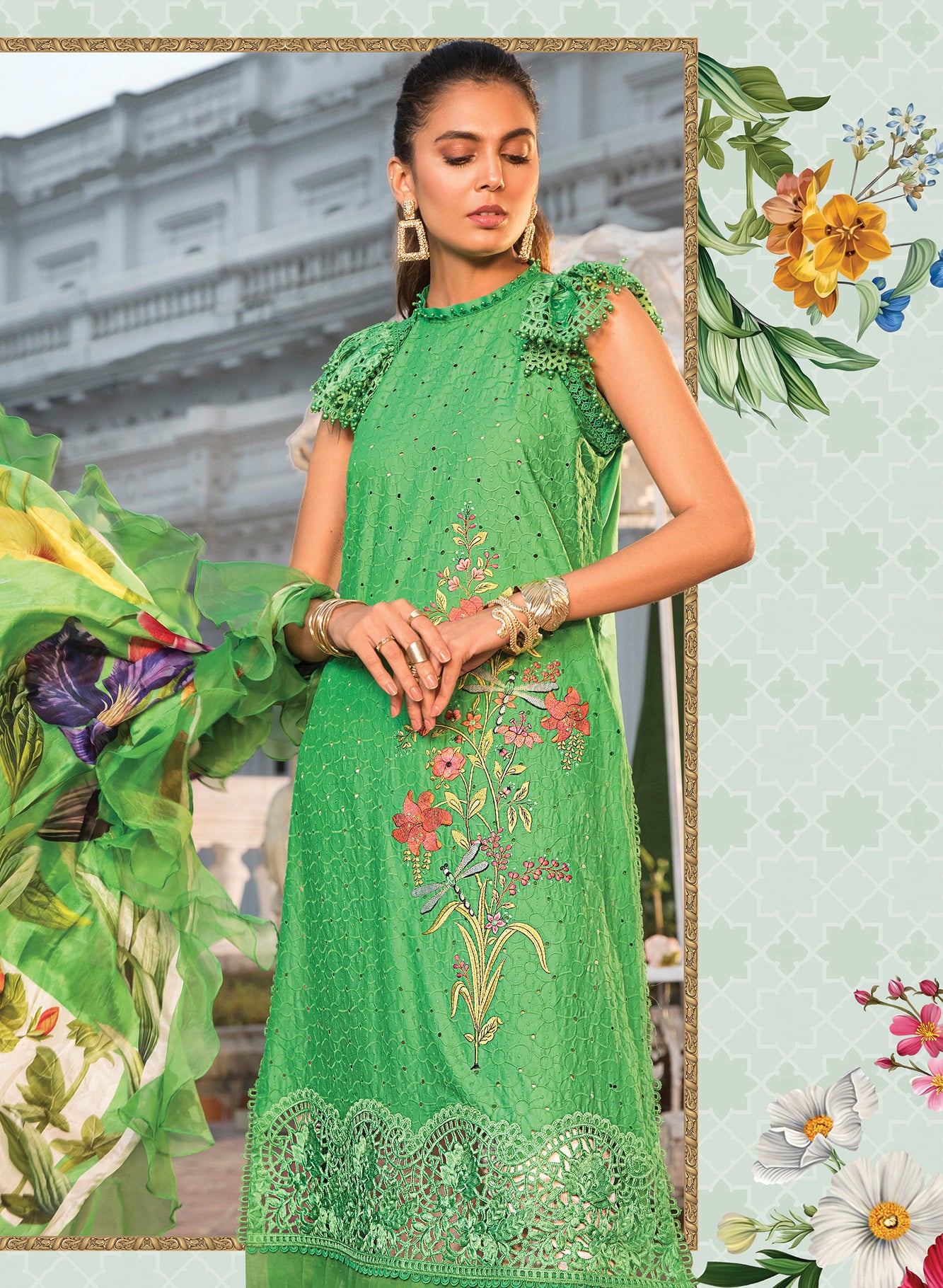 Maria B Embroidered Lawn Suits Unstitched 3 Piece D-2207-B Summer Collection