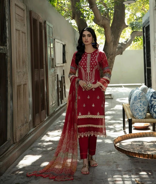 Sahiba By Aabyaan Embroidered Eid Lawn Suits Unstitched 3 Piece AE-08 RANI