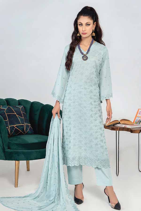 Breeze by Aalaya Embroidered Chikankari Lawn 3 piece Unstitched Dress - D08