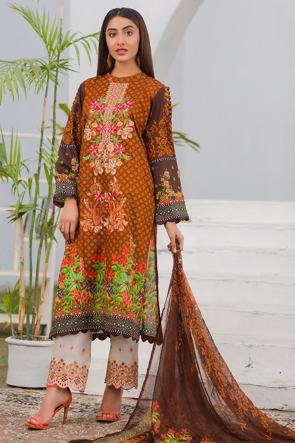 Noor Jahan Embroidered Lawn Unstitched 3 Piece Suit - SS08