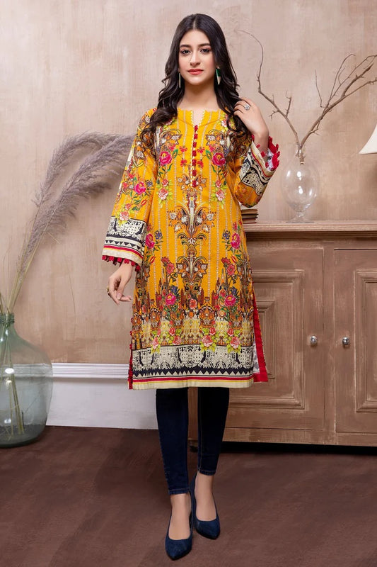 Adan Libas Printed Cambric Stitched Kurti - C1 08 Burn Seed