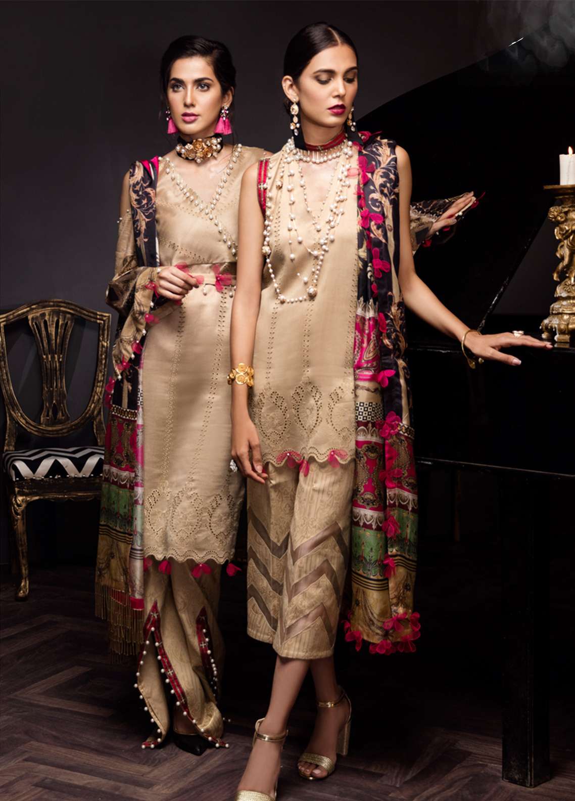 Noor by Sadia Asad  Embroidered Formal Eid Lawn Unstitched 3 Piece Suit - 08 Lace Kraft