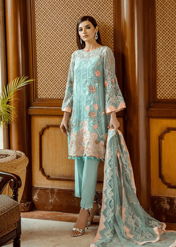 Serene Embroidered Chiffon Unstitched 3 Piece Suit - 09 Exquisite Elan