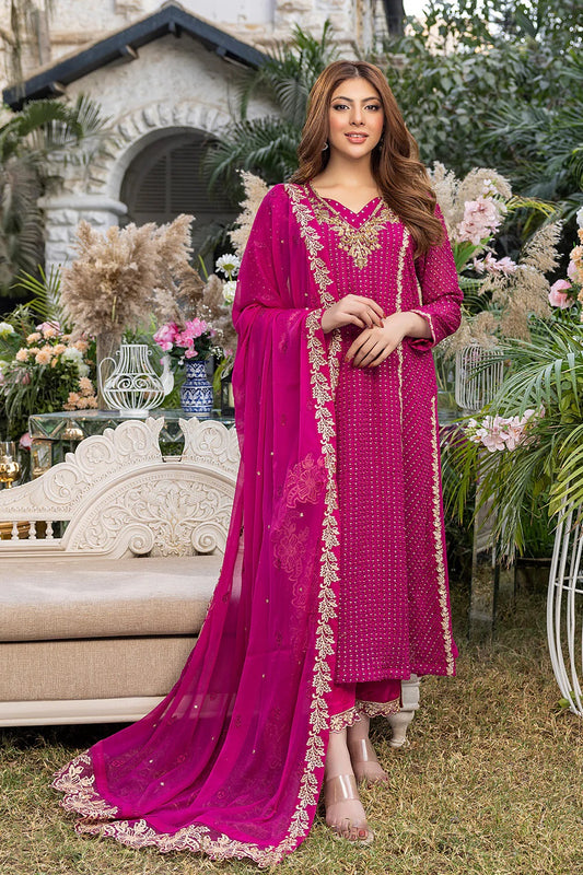 Azure Embroidered Chiffon Suits Unstitched 3 Piece AS-99a Floresecene