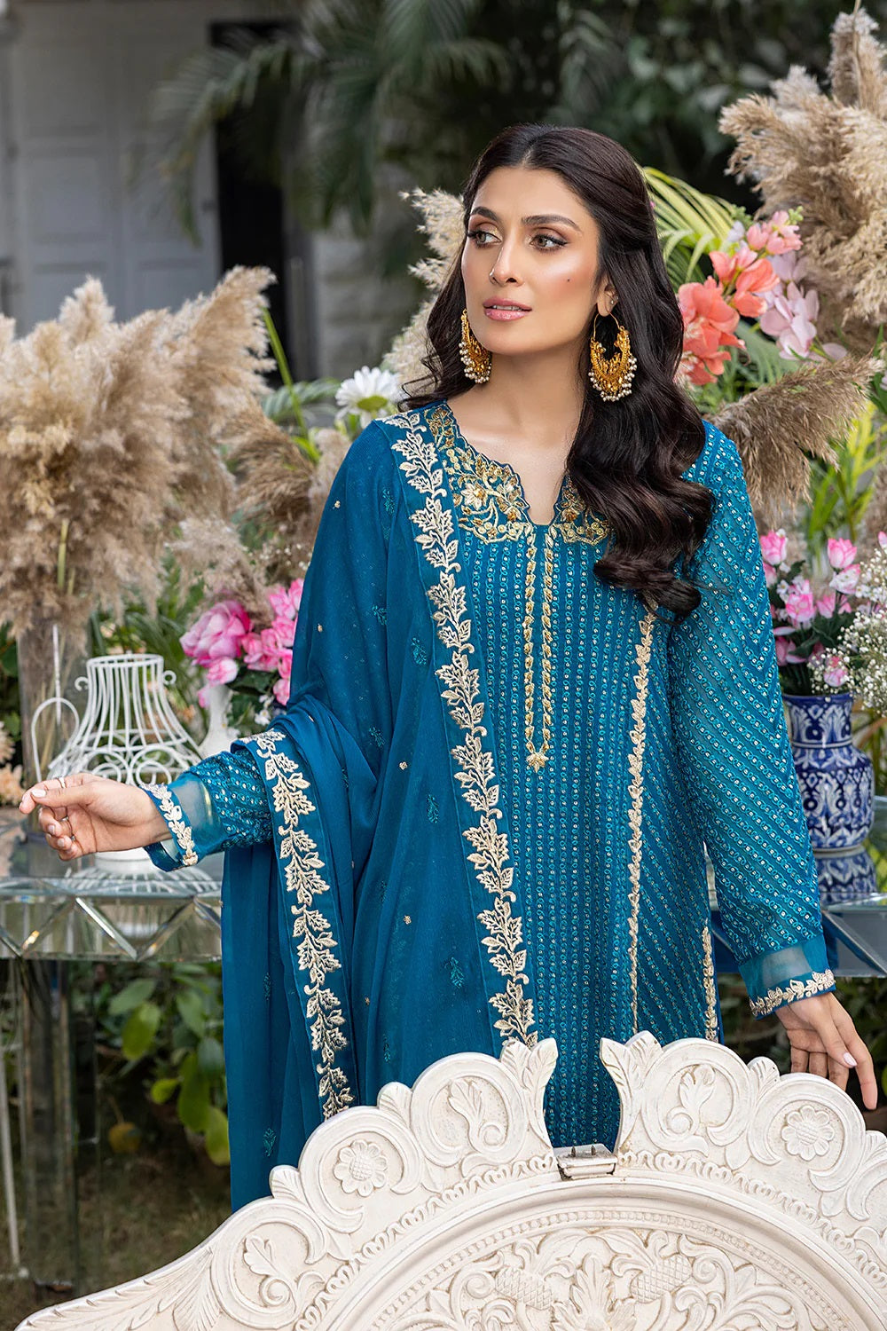 Azure Embroidered Chiffon Suits Unstitched 3 Piece AS-99 Dreamy Iris