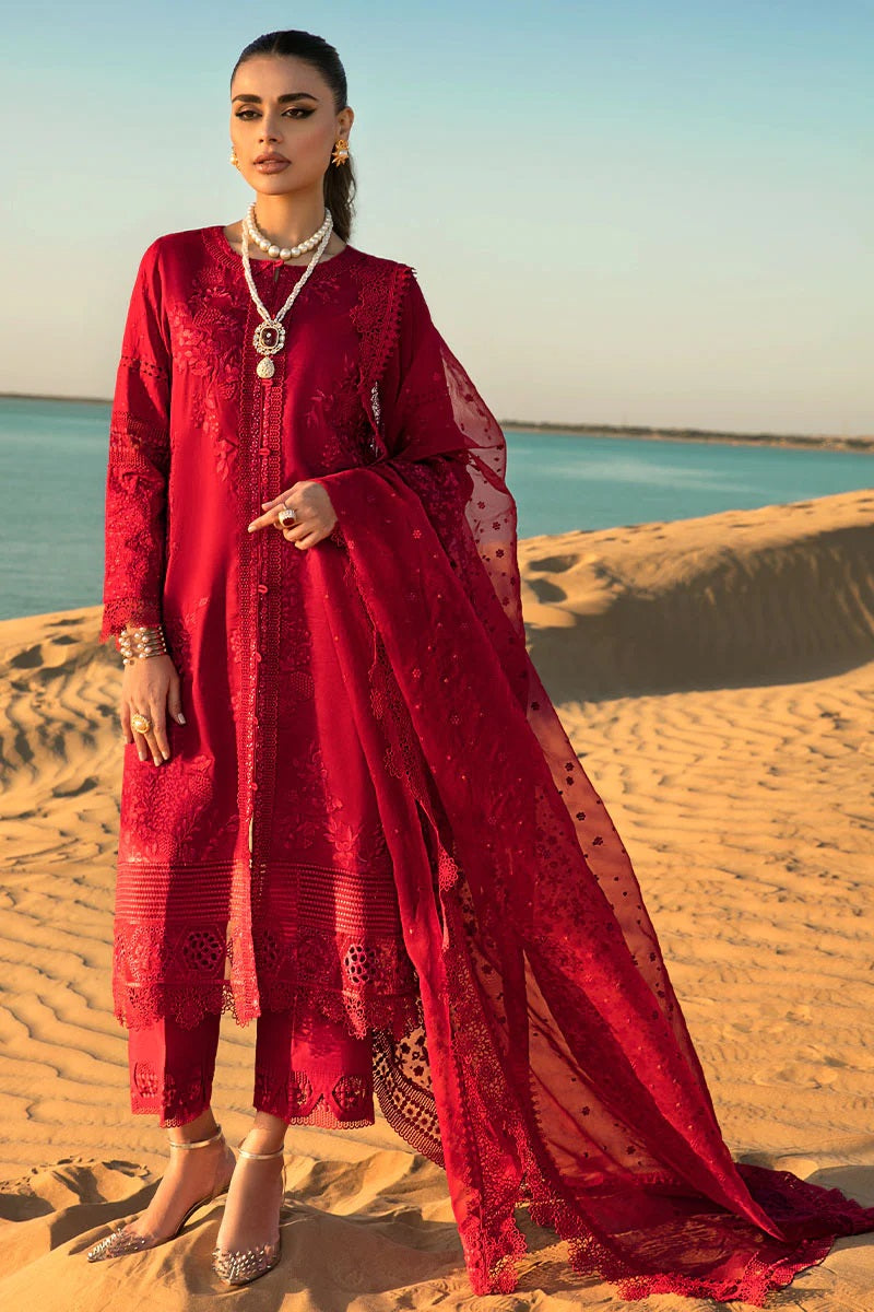 Rang Rasiya Embroidered Premium Lawn Suits Unstitched 3 Piece RR-09 Scarlet