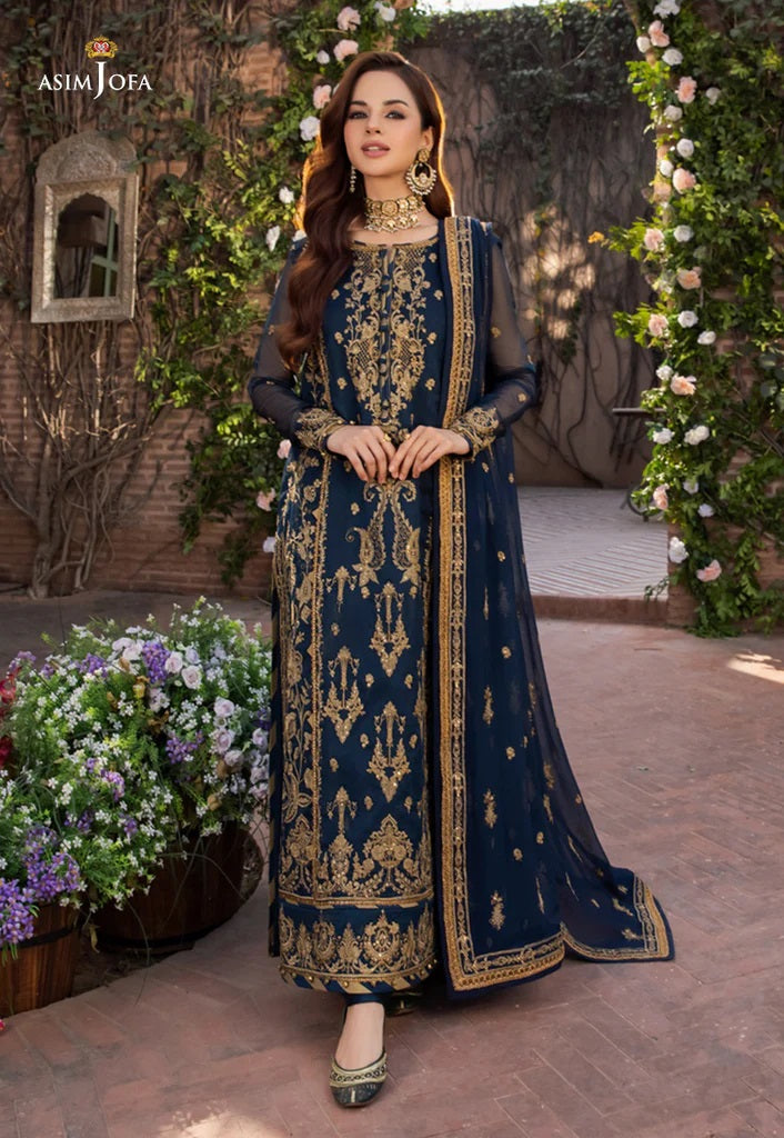 Mehr o Mah by Asim Jofa Festive Embroidered 3pc Unstitched Suit AJM-09
