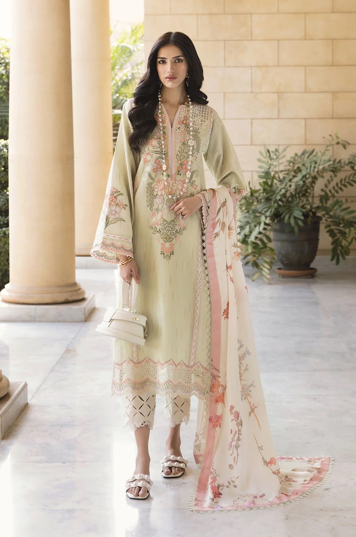 Sable Vogue Embroidered Lawn Suits Unstitched 3 Piece SL-09-23-V1 JADE - Luxury Collection