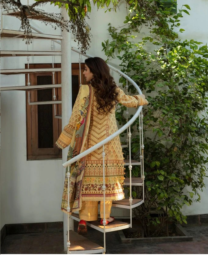 Sahiba By Aabyaan Embroidered Eid Lawn Suits Unstitched 3 Piece AE-09 AMBER
