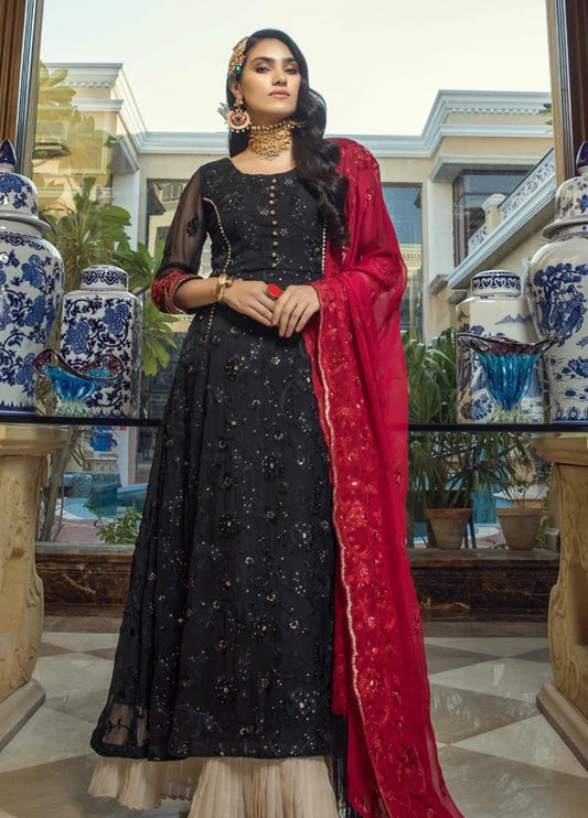 Azure Festive Embroidered Chiffon 3 Piece Unstitched Suit - D06 Fiery Grace