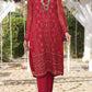 Azure Embroidered Chiffon Unstitched Kurties AZK - 01 Glittery Red