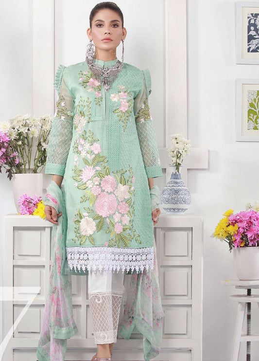 Azure Luxe Embroidered Chiffon 4 Piece Unstitched Dress - D07 Visionary Passion
