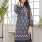 Azure Luxury Embroidered Organza 1 piece Unstitched Kurti - Charcoal Shadow