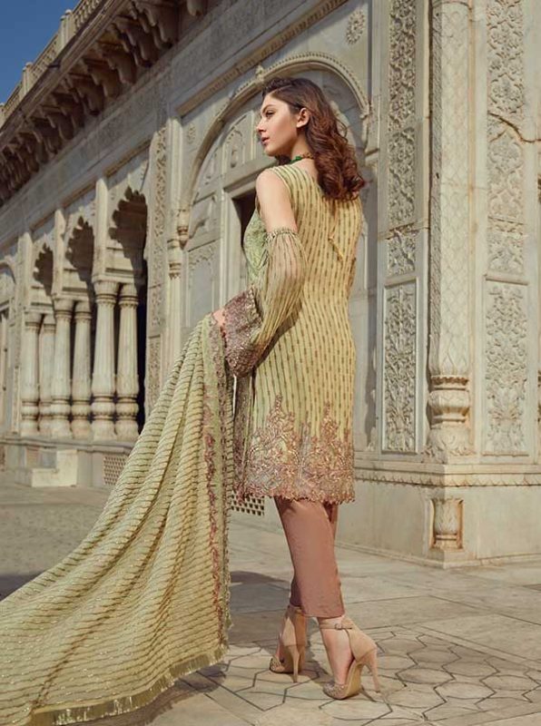 Akber Aslam Embroidered Chiffon Unstitched 3 Piece Dress – D12