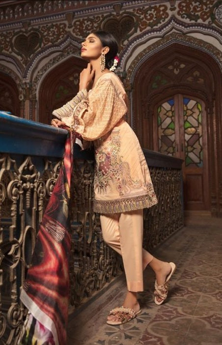Adan Libas Embroidered Swiss Voile Lawn Unstitched 3 Piece Suit - 08 Roshni - Gulzar Manzil Collection