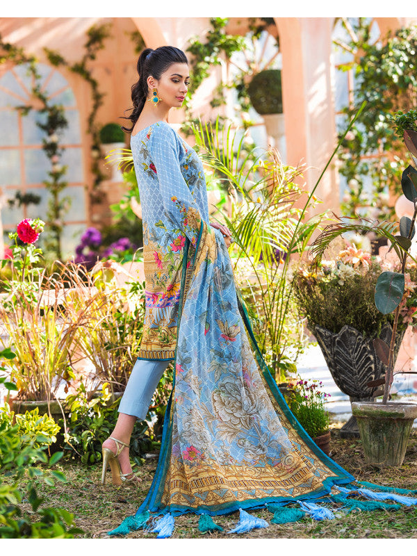 Gulaal Embroidered Lawn Unstitched 3 Piece Suit - 06 AZUL