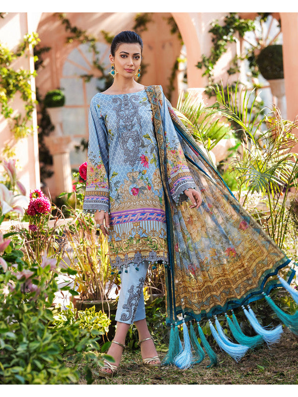 Gulaal Embroidered Lawn Unstitched 3 Piece Suit - 06 AZUL