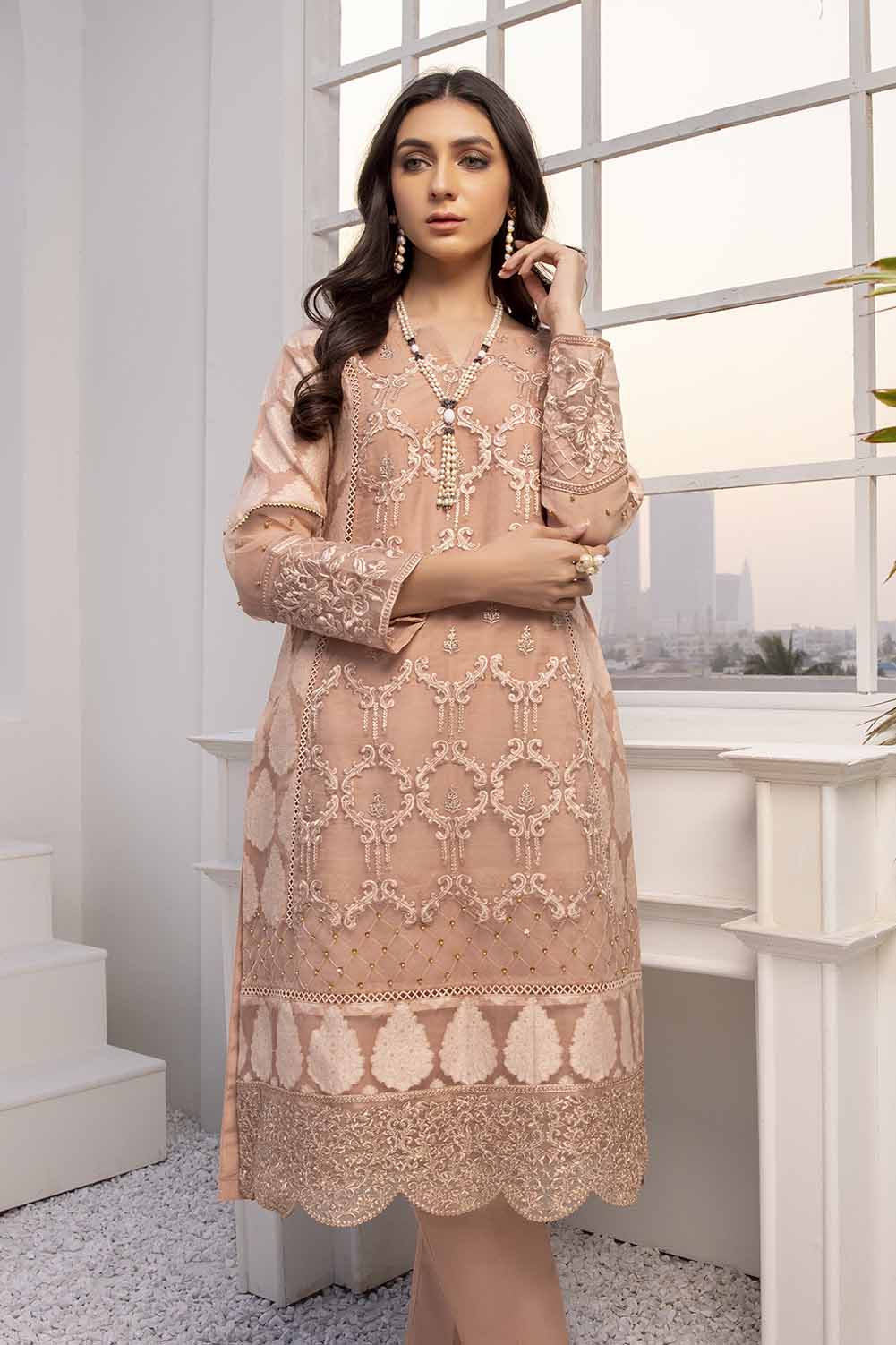 Azure Luxury Embroidered Organza 1 piece Unstitched Kurti - Honey Tales