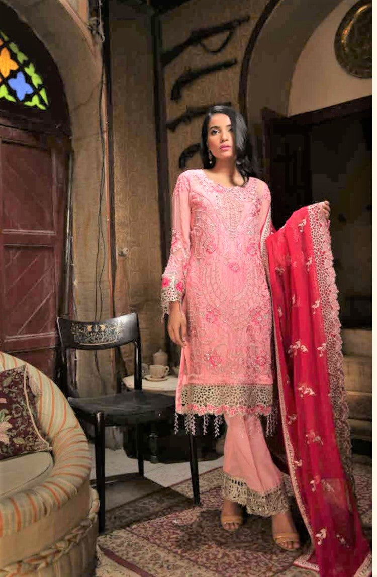 Zebtan Royal Embroidered Chiffon Unstitched 3 Piece Suit - ZR-05