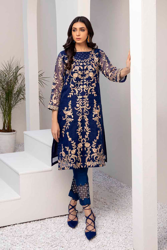 Azure Luxury Embroidered Organza 1 piece Unstitched Kurti - Iris