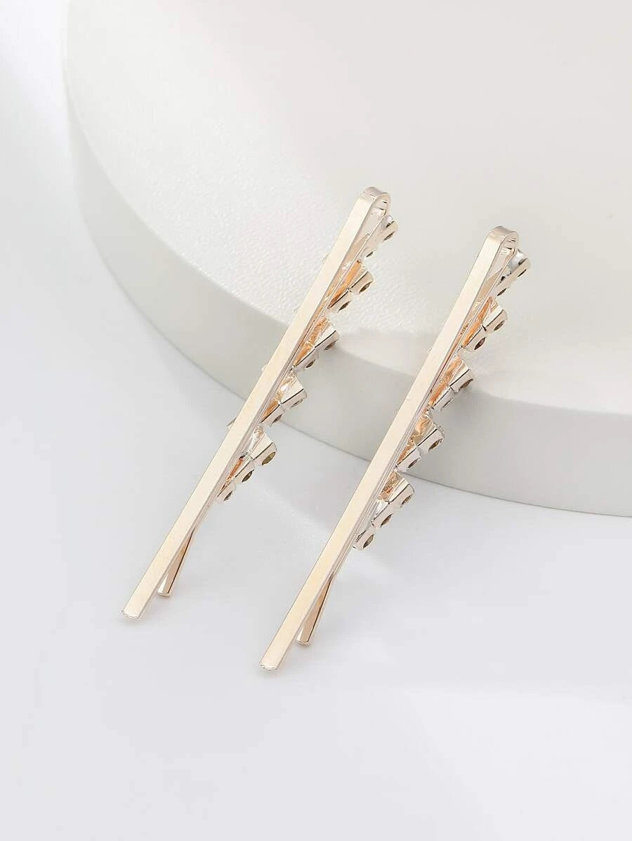 2pcs Rhinestone Stylish Hair Clip - HDJ 101