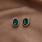 Rhinestone Oval Stud Earrings - HDJ 102
