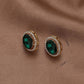 Rhinestone Oval Stud Earrings - HDJ 102