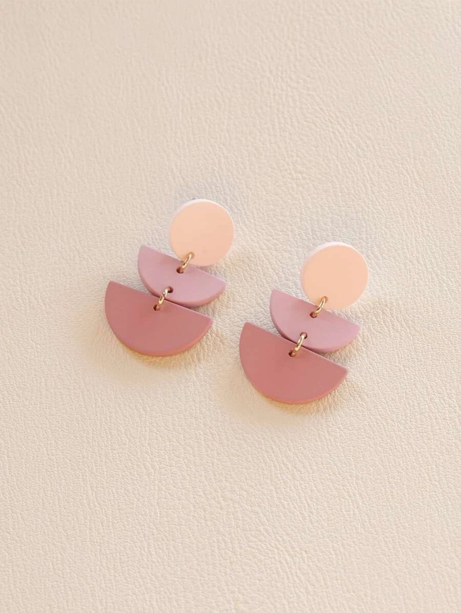 Multicolor Geo Design Drop Earrings - HDJ 114