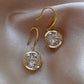 Rhinestone Round Drop Earrings - HDJ 034