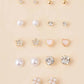 Faux Pearl & Rhinestone Stud Earrings - HDJ 038