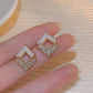Rhinestone Geometric Drop Earrings - HDJ 053