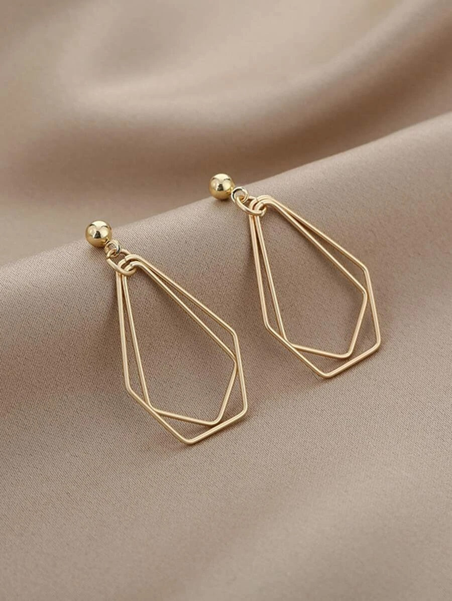 Hollow Out Geo Drop Earrings - HDJ 090