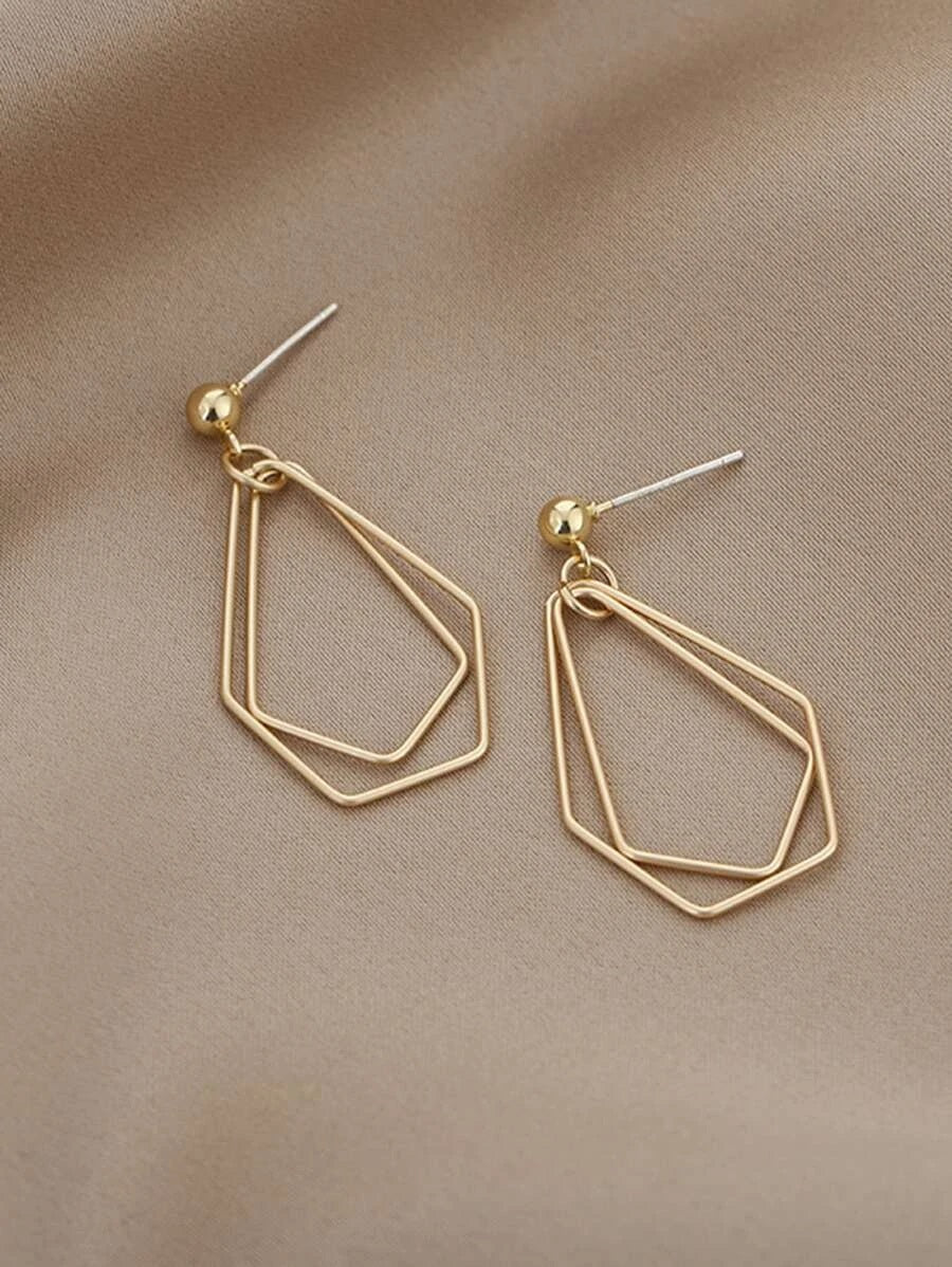 Hollow Out Geo Drop Earrings - HDJ 090