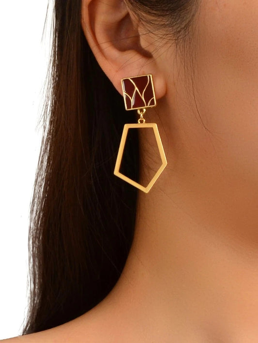 Geometric Stylish Drop Earrings - HDJ 095