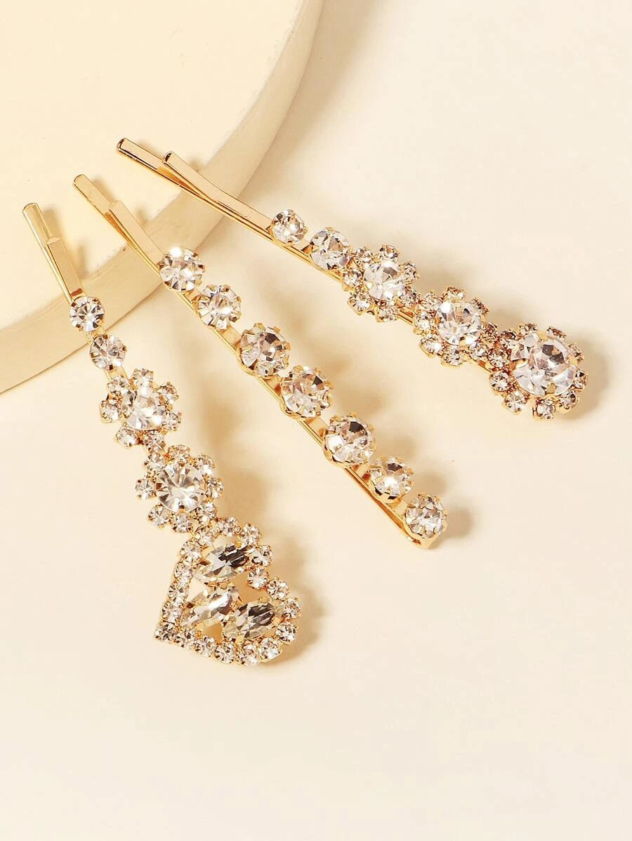 3pcs Rhinestone Decor Hair Clip - HDJ 096