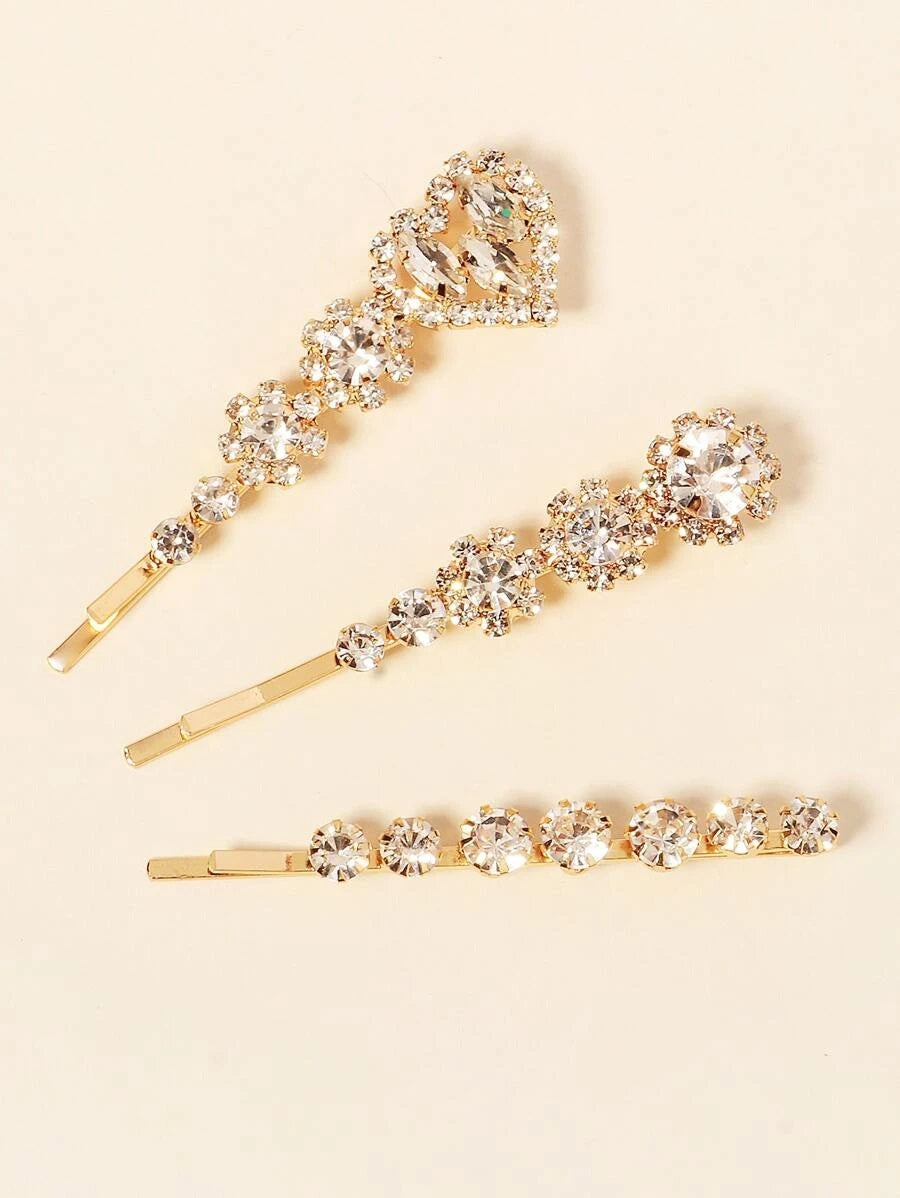 3pcs Rhinestone Decor Hair Clip - HDJ 096